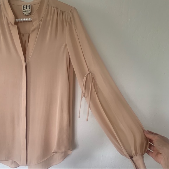 Haute Hippie Silk Georgette Blouse In Blush - Picture 5 of 11